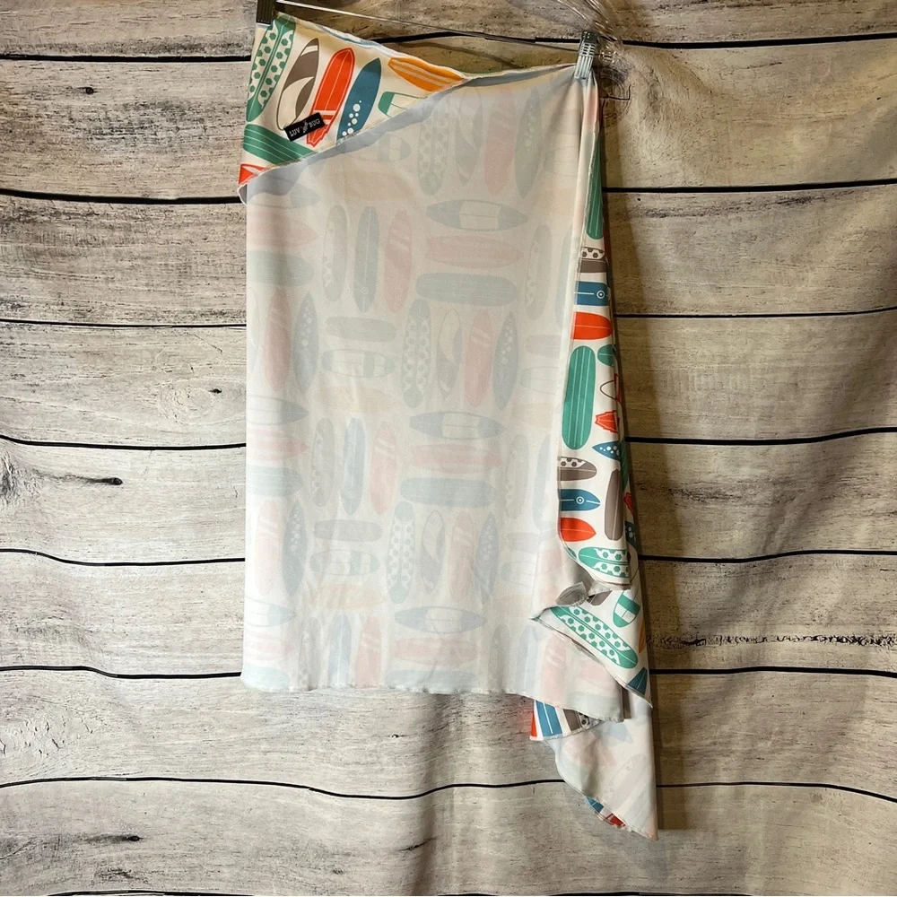 Luv Bug Kids UPF 50+ Pool/Beach Sunscreen Hooded Towel Surfboards Print Colorful